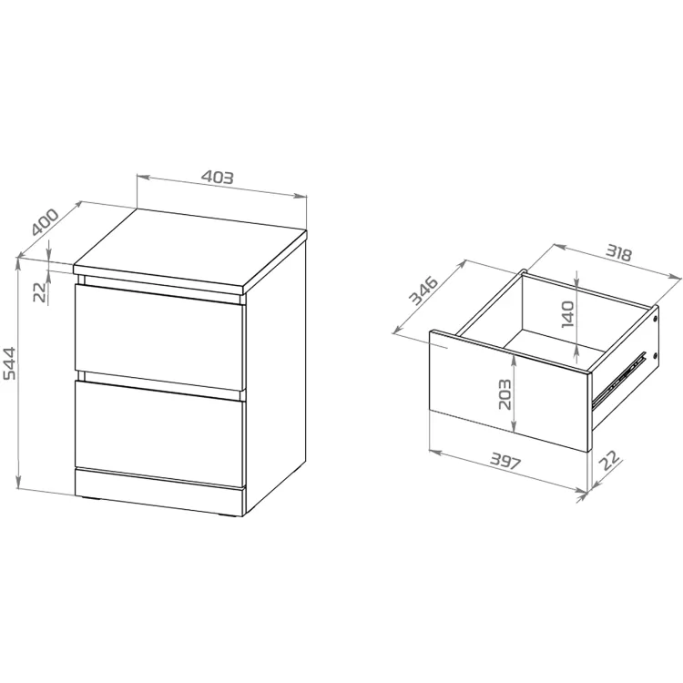Комод Варма 2 чёрны ясень шпон (аналог IKEA)