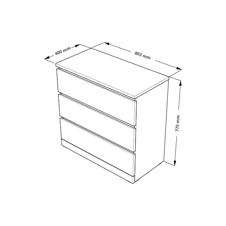 Комод Варма 3 дуб белёный шпон (аналог IKEA)