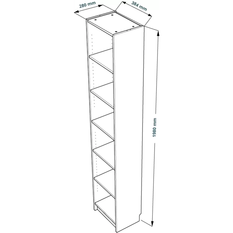 Стеллаж Варма 40 дуб беленый шпон (аналог IKEA BILLY)