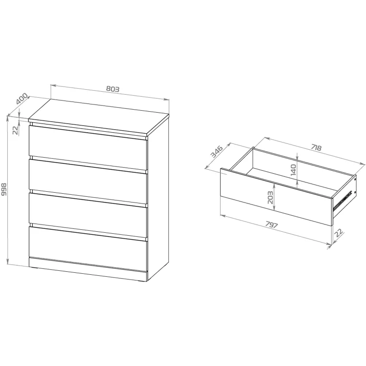 Комод Варма 4 серый пигмент (аналог IKEA)