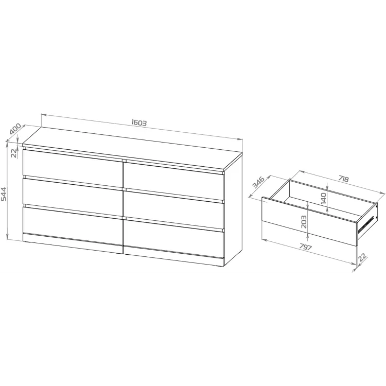 Комод Варма 6 Д белый пигмент (аналог IKEA)