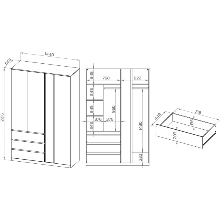 Шкаф распашной Варма Стор 144 с зеркалом
