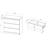 Комод Варма 3 дуб белёный шпон (аналог IKEA)