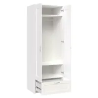 Шкаф распашной Сириус 2-х створчатый 1 ящик, 2200х780х590 (ВхШхГ), (белый)