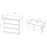 Комод Варма Прайм 3 коричневый шпон (аналог IKEA)